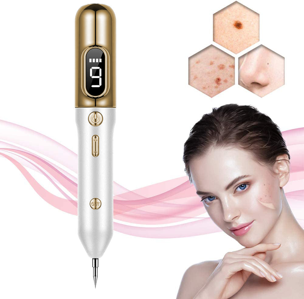 Aparat Plasma Pen LittleDomi, Indepartare Petelor, Negilor, Pistruilor, Cicatricelor, Alunitelor, Tatuajelor, Lifting, Ecran LCD, 9 Trepte, Portabil, Reincarcabil, Lampa, 1x Cub Gheata Inox, 2x Servetel cu Alcool, 10x Betisoare, Auriu/Alb — LD-395 fotografie 7