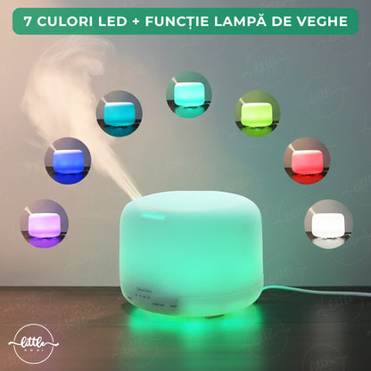 Difuzor Aromaterapie, LittleDomi, Umidificator cu Ultrasunete, Lampa de veghe cu Telecomanda, 500 ml,16 ore, silentios, Alb — LD-141 fotografie 6