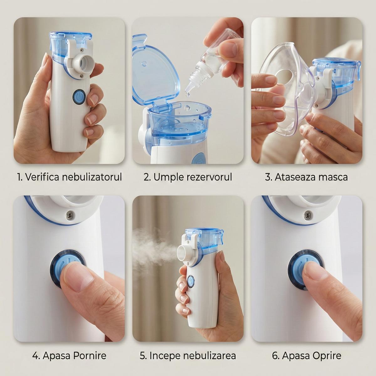 Nebulizator portabil LittleDomi cu măști pentru copii și adulți — LD-212 fotografie 5