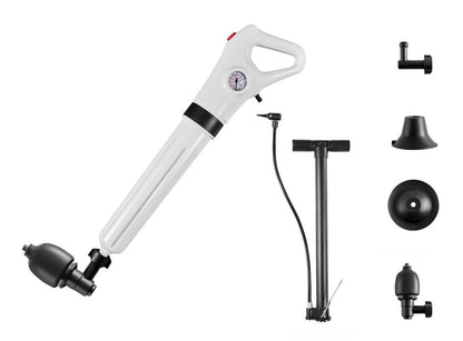 Pompa cu Aer Comprimat pentru Desfundat Tevi Infundate de Chiuveta, Cada, Dus, WC, 4 Accesorii, Pompa, Alb — LD-323 fotografie 1