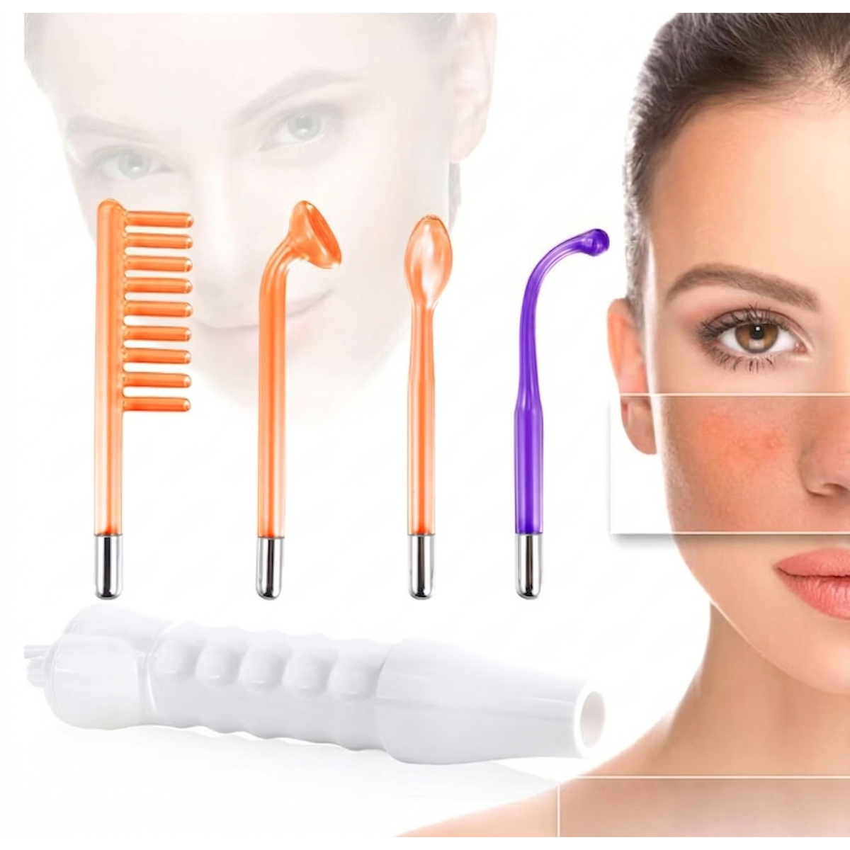 Electroderm, LittleDomi, Tratament cu Frecventa Inalta pentru Acnee, Riduri, Controlul Petelor, Cearcane, Ten, Par Seboreic, Stimulator Scalp, Infrumusetare, Biostimulare Faciala, Lifting, Alb — LD-329 fotografie 1