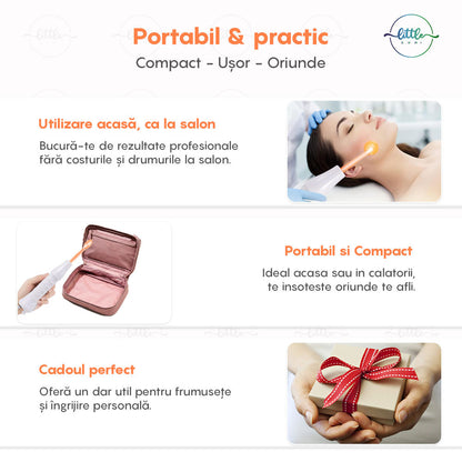 Electroderm, LittleDomi, Tratament cu Frecventa Inalta pentru Acnee, Riduri, Controlul Petelor, Cearcane, Ten, Par Seboreic, Stimulator Scalp, Infrumusetare, Biostimulare Faciala, Lifting, Alb — LD-329 fotografie 8
