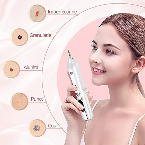 Aparat Plasma Pen LittleDomi, Indepartare Petelor, Negilor, Pistruilor, Cicatricelor, Alunitelor, Tatuajelor, Lifting Pleoape, Ecran LCD, 9 Trepte, Portabil, Reincarcabil, Lampa, 1x Cub Gheata Inox, 2x Servetel cu Alcool, 10x Betisoare, Alb — LD-396 fotografie 3