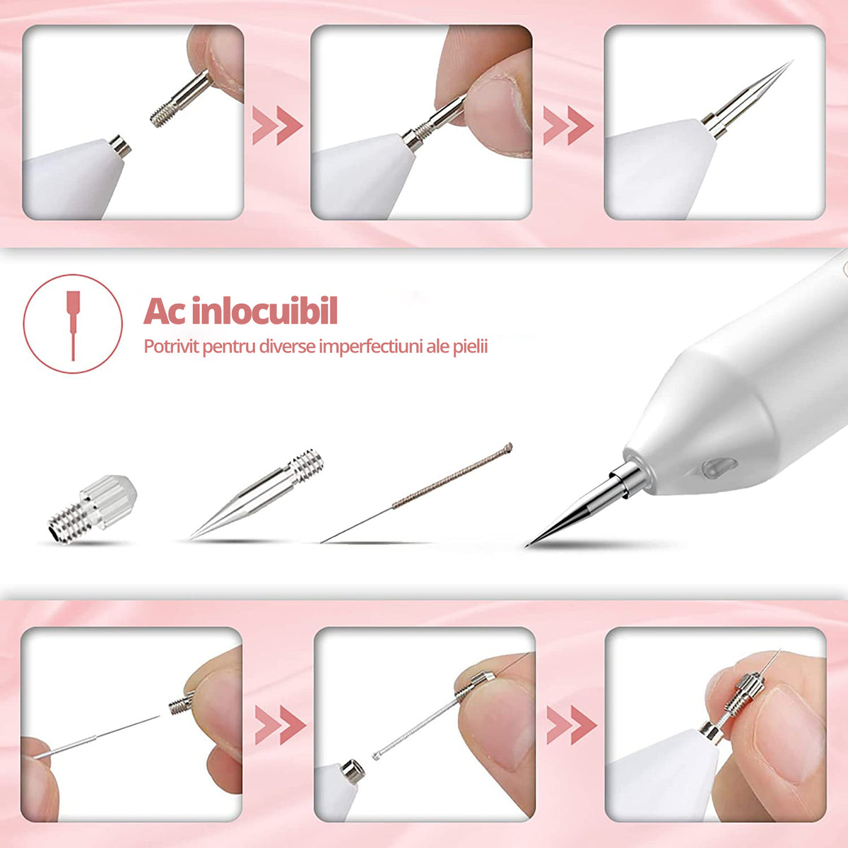 Aparat Plasma Pen LittleDomi, Indepartare Petelor, Negilor, Pistruilor, Cicatricelor, Alunitelor, Tatuajelor, Lifting Pleoape, Ecran LCD, 9 Trepte, Portabil, Reincarcabil, Lampa, 1x Cub Gheata Inox, 2x Servetel cu Alcool, 10x Betisoare, Alb — LD-396 fotografie 6