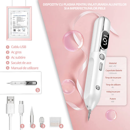 Aparat Plasma Pen LittleDomi, Indepartare Petelor, Negilor, Pistruilor, Cicatricelor, Alunitelor, Tatuajelor, Lifting Pleoape, Ecran LCD, 9 Trepte, Portabil, Reincarcabil, Lampa, 1x Cub Gheata Inox, 2x Servetel cu Alcool, 10x Betisoare, Alb — LD-396 fotografie 8