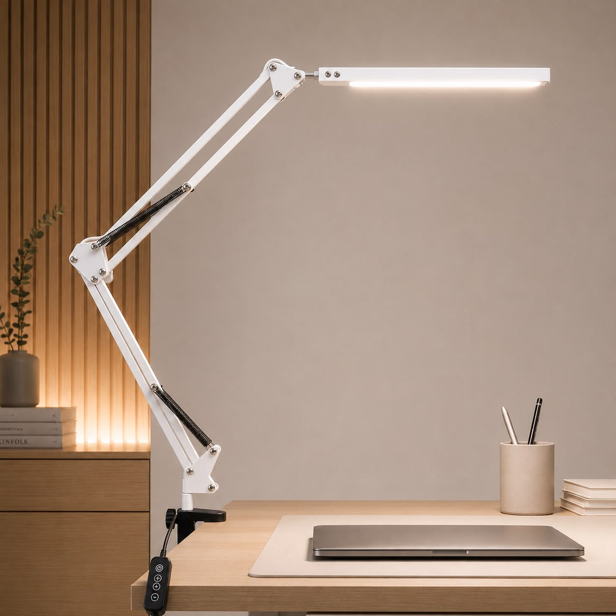 Lampă LED LittleDomi cu clemă și braț reglabil, alb — LD-433 fotografie 1