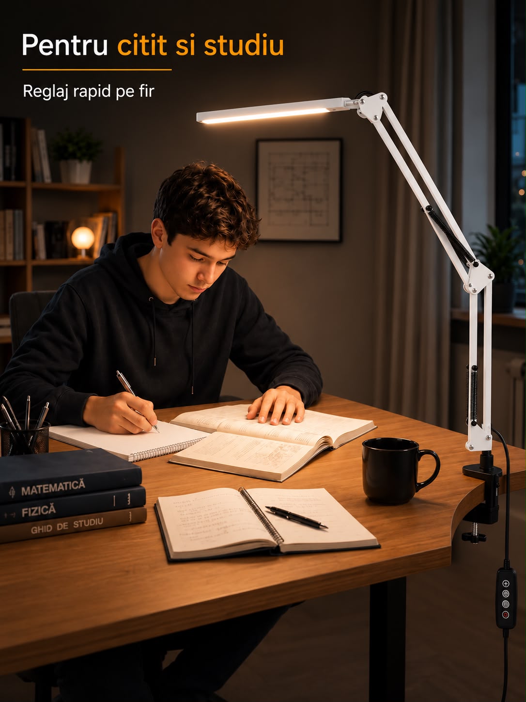 Lampă LED LittleDomi cu clemă și braț reglabil, alb — LD-433 fotografie 3