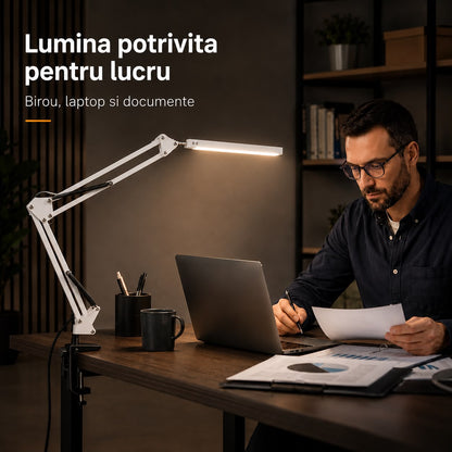 Lampă LED LittleDomi cu clemă și braț reglabil, alb — LD-433 fotografie 4