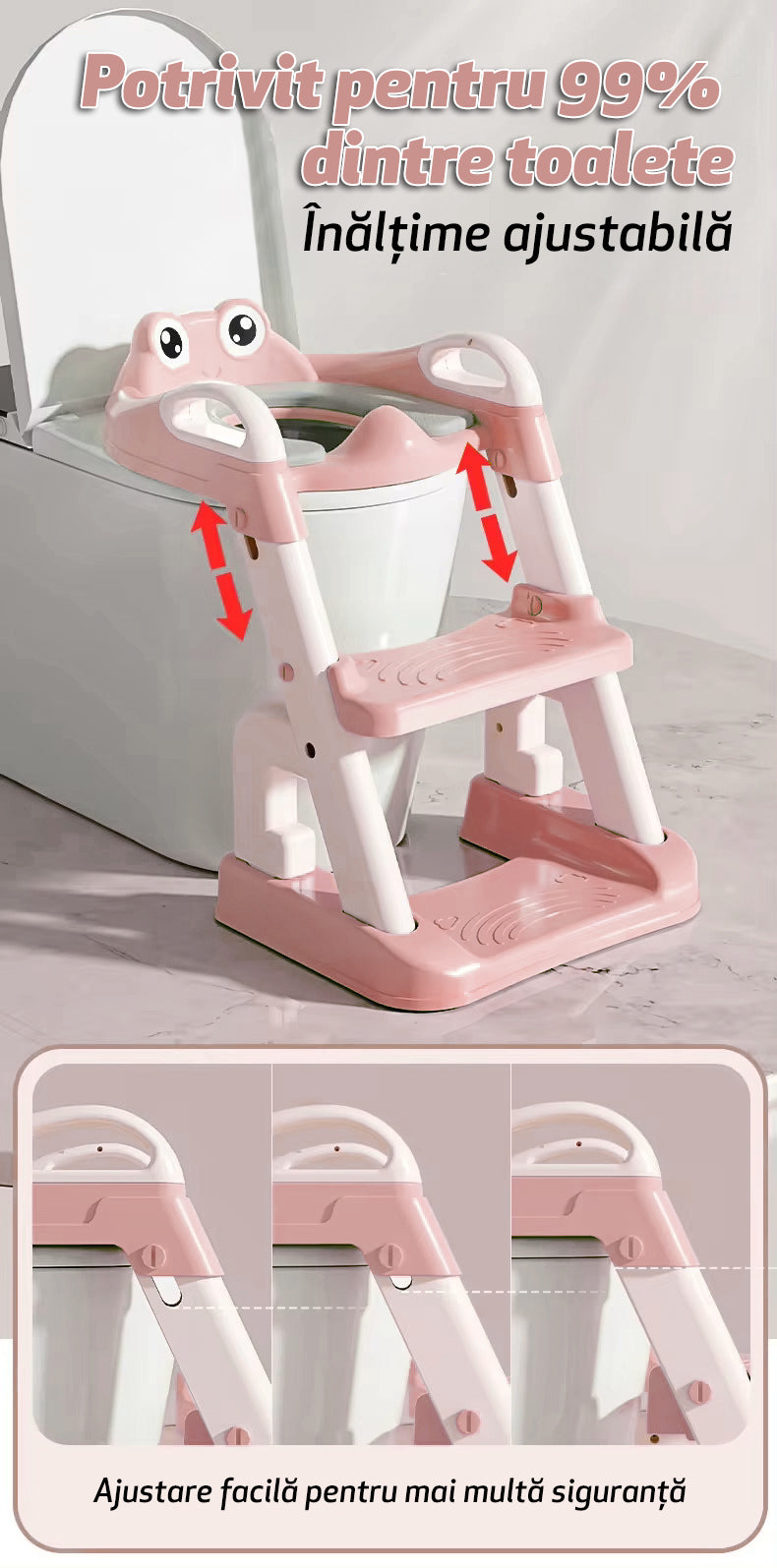 Reductor WC cu două trepte LittleDomi, roz — LD-451 fotografie 3
