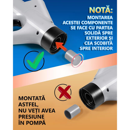 Pompa cu Aer Comprimat, LittleDomi pentru Desfundat Tevi Infundate de Chiuveta, Cada, Dus, Scurgere Infundata, Canalizare, WC, Instalatii Sanitare, 4 Accesorii, Pompa, ABS/Otel Inoxidabil, Cu Manometru — LD-467 fotografie 6