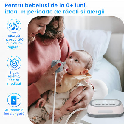 Aspirator Nazal Electric pentru Bebelusi, LittleDomi, 6 Trepte, Rezervor 30ml, Baterie 2000mAh, Reincarcabil USB-C, Fara Fir, Ecran LED, ABS+Silicon, Usor de Curatat, Silentios, Lumina de Veghe, Muzica, 50 filtre, 2 Capete, Clema Curatare, Alb — LD-491 fotografie 2