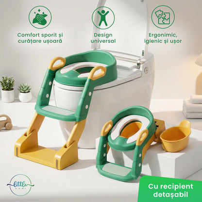 Reductor WC cu scăriță și oliță 3 în 1 LittleDomi, verde — LD-495 fotografie 2