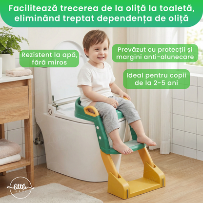 Reductor WC cu scăriță și oliță 3 în 1 LittleDomi, verde — LD-495 fotografie 3