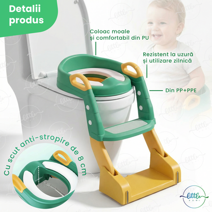 Reductor WC cu scăriță și oliță 3 în 1 LittleDomi, verde — LD-495 fotografie 5