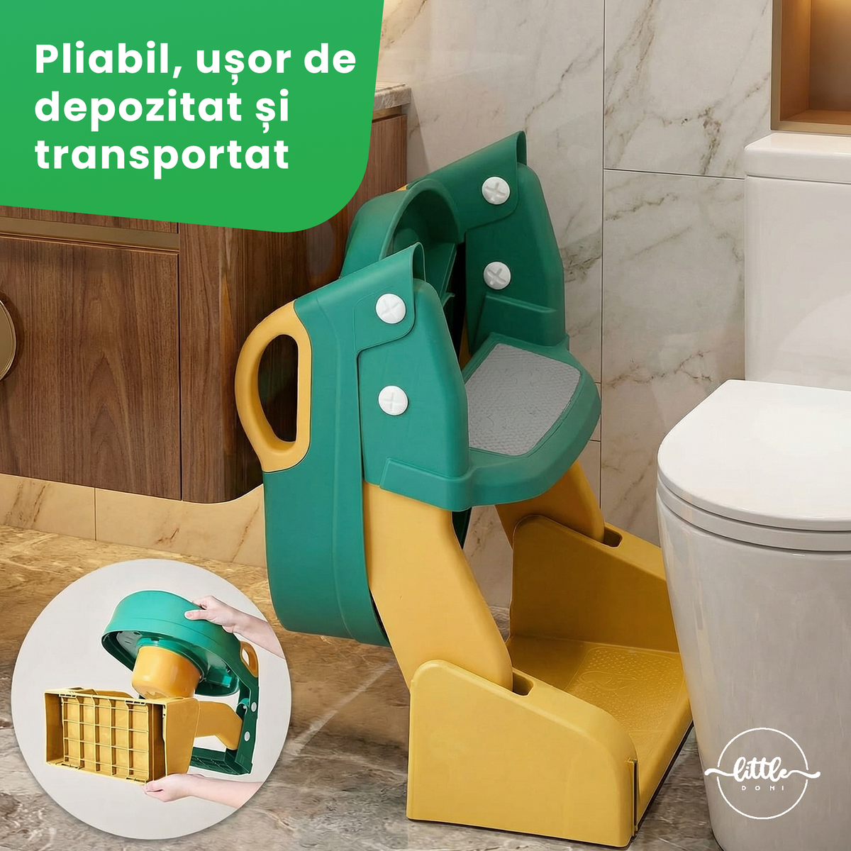 Reductor WC cu scăriță și oliță 3 în 1 LittleDomi, verde — LD-495 fotografie 7