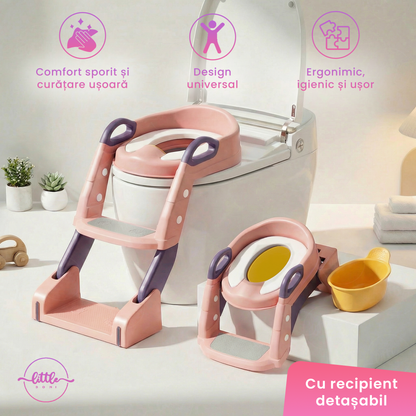 Reductor WC cu scăriță și oliță 3 în 1 LittleDomi, roz — LD-496 fotografie 2