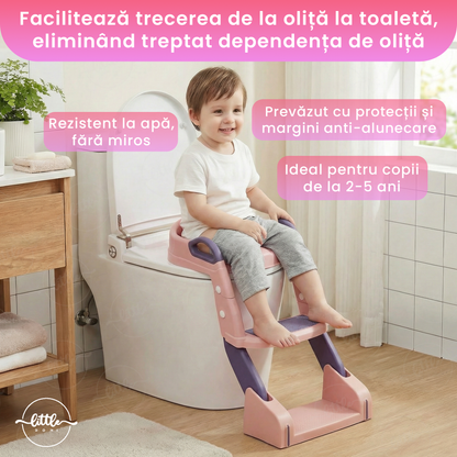 Reductor WC cu scăriță și oliță 3 în 1 LittleDomi, roz — LD-496 fotografie 3