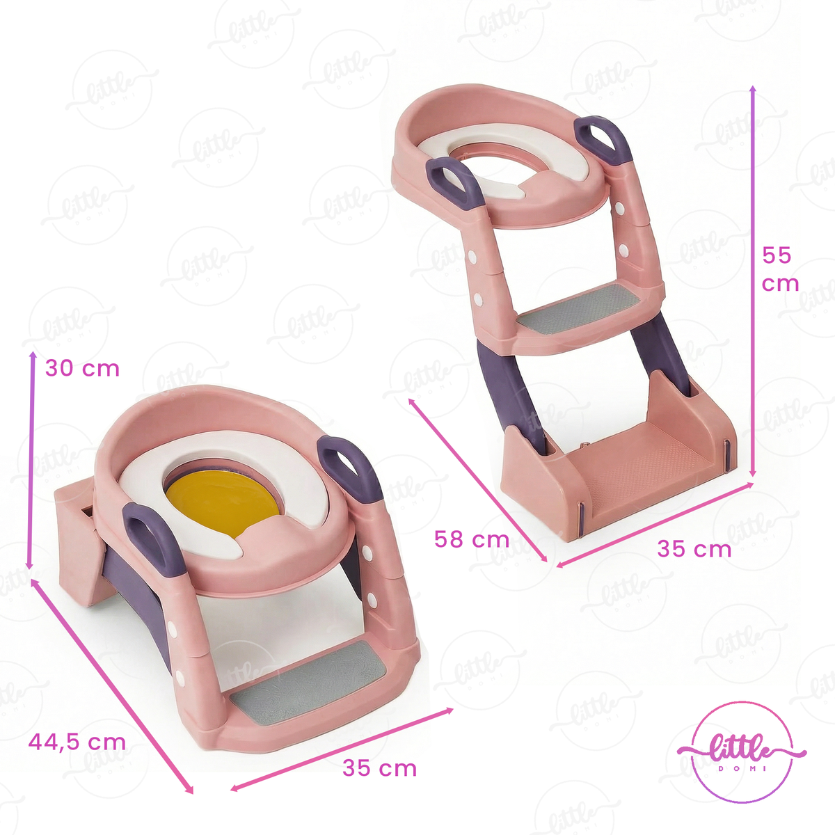 Reductor WC cu scăriță și oliță 3 în 1 LittleDomi, roz — LD-496 fotografie 5