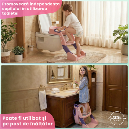 Reductor WC cu scăriță și oliță 3 în 1 LittleDomi, roz — LD-496 fotografie 6