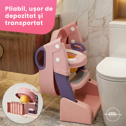 Reductor WC cu scăriță și oliță 3 în 1 LittleDomi, roz — LD-496 fotografie 8