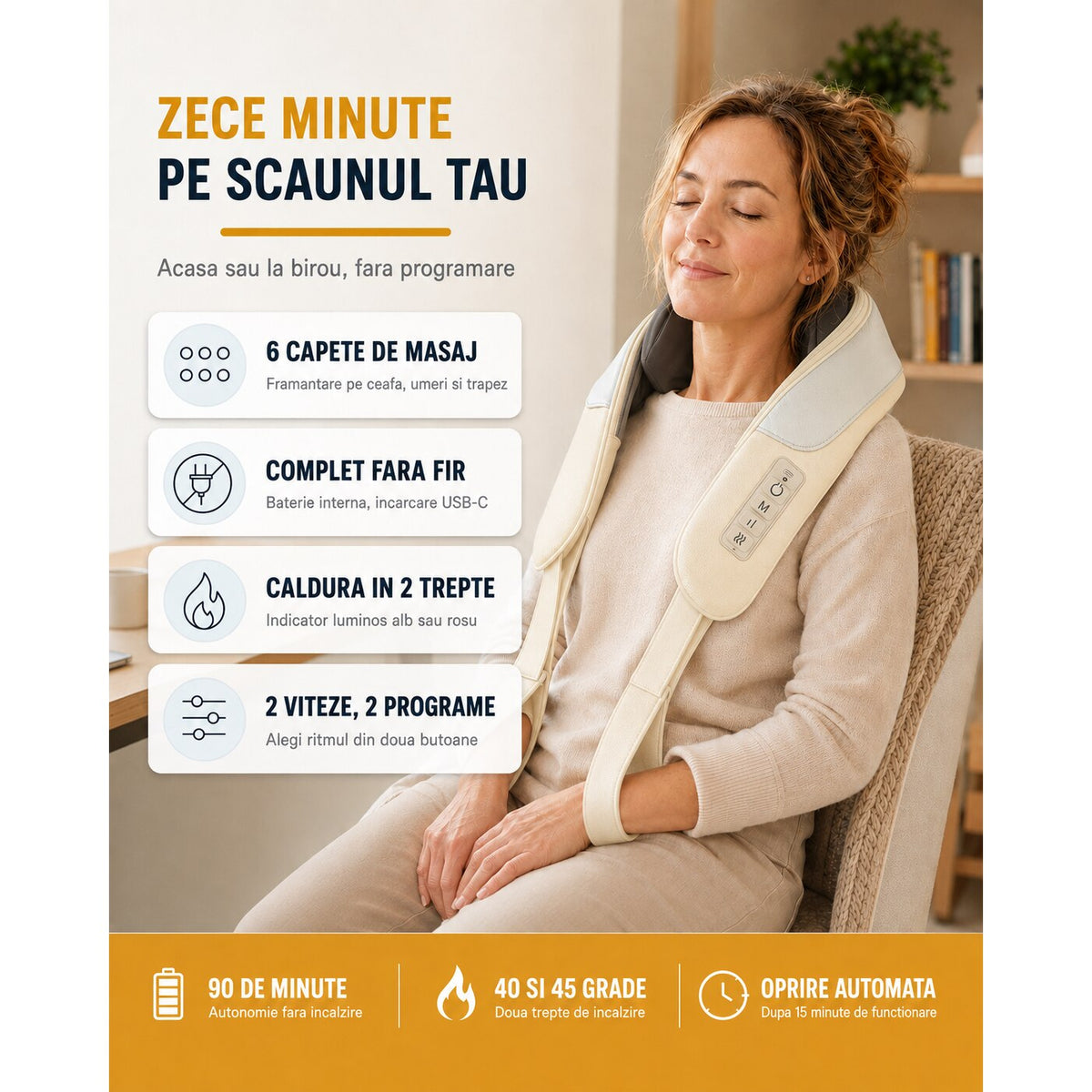 Aparat de masaj cervical LittleDomi, bej — LD-505 galerie 3