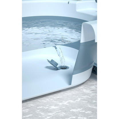 Cadita Pliabila cu Perna de Baie Hipoalergenica pentru Bebelusi LittleDomi®. 0-18 Luni, Termometru Incorporat, Suport pentru Cap de Dus si Sapun, Dop Scurgere, Cana pentru Clatire Tip Jucarie, Picioare Antiderapante, Gaura Agatare, Albastru — LD-447 galerie 12