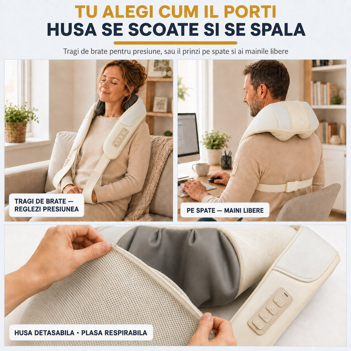 Aparat de masaj cervical LittleDomi, bej — LD-505 galerie 5