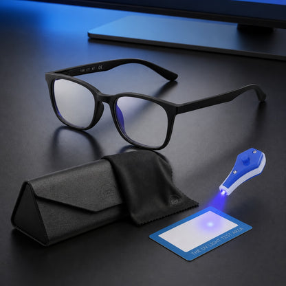 Ochelari Protectie Calculator, Ecran Telefon, Televizor, Gaming, anti Lumina Albastra, Antireflex, fara Dioptrii, cu Toc Pliabil, Test Filtru Lumina Albastra, Negru — LD-203 galerie 1
