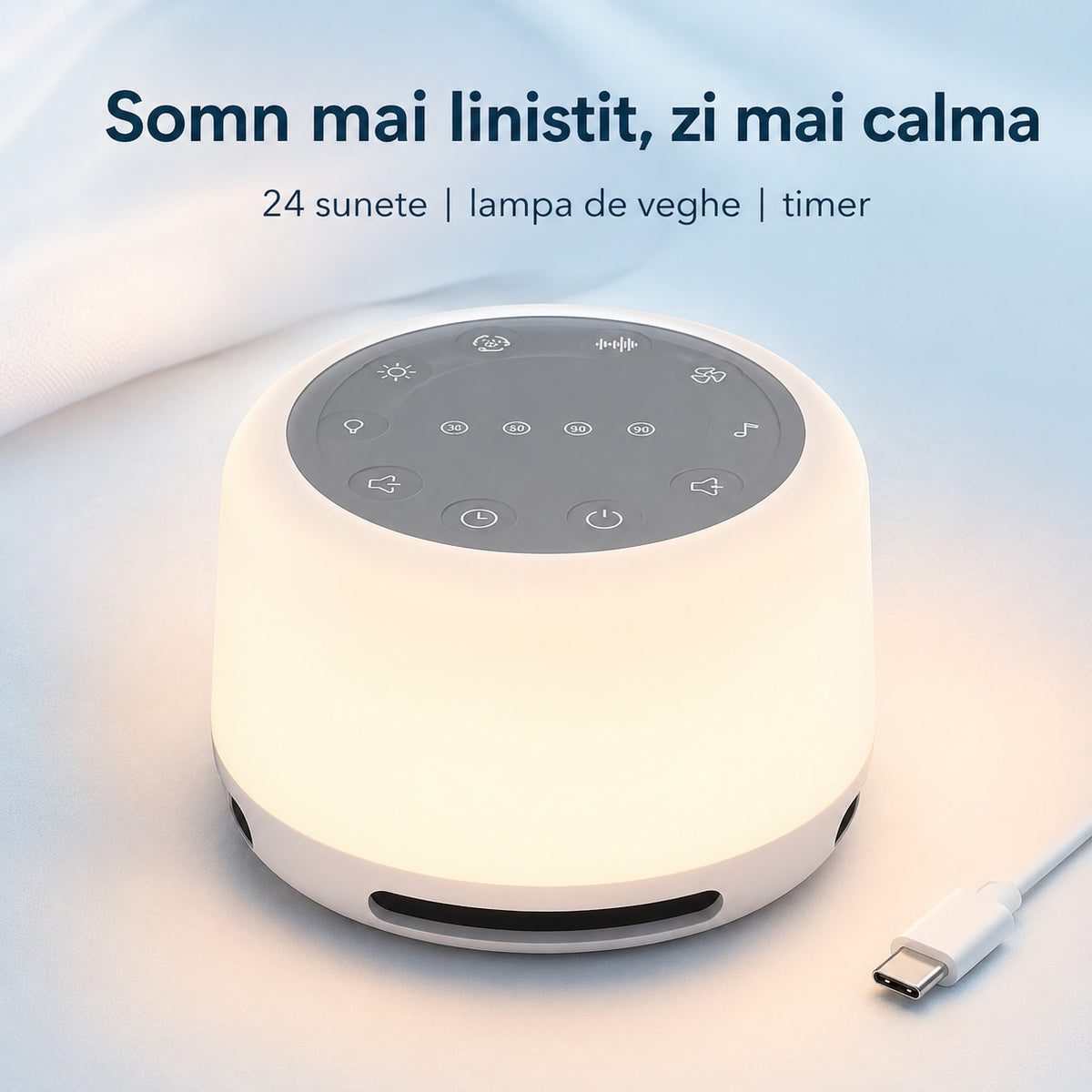 Dispozitiv sunet alb LittleDomi cu lampă de veghe — LD-318 galerie 3