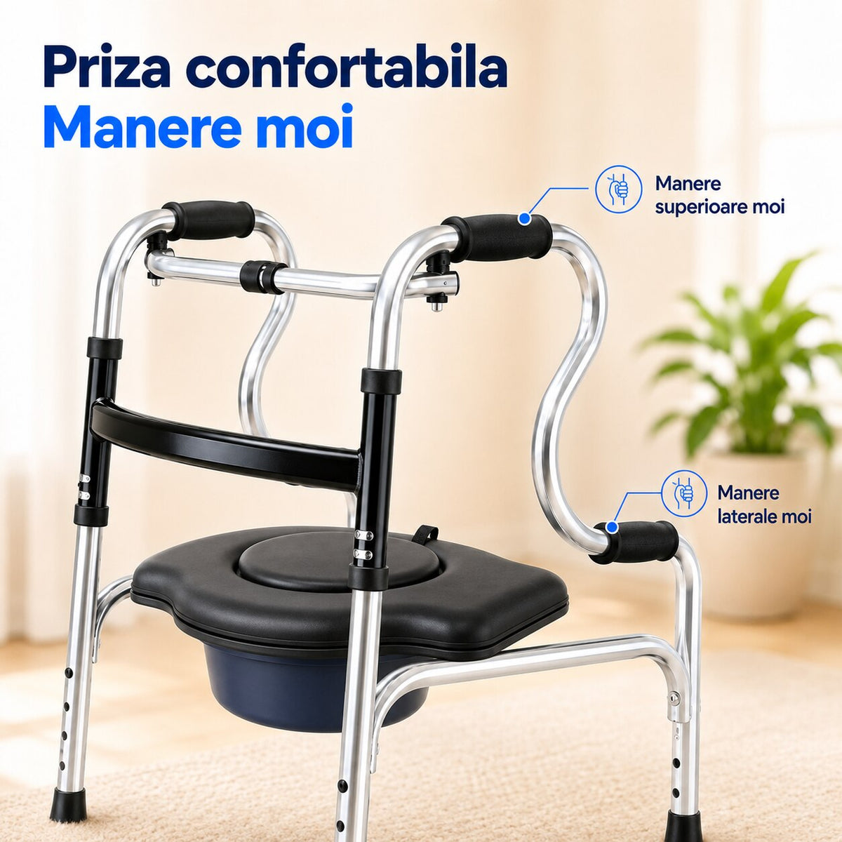 Cadru de mers LittleDomi cu funcție de toaletă, fără roți — LD-503 galerie 6