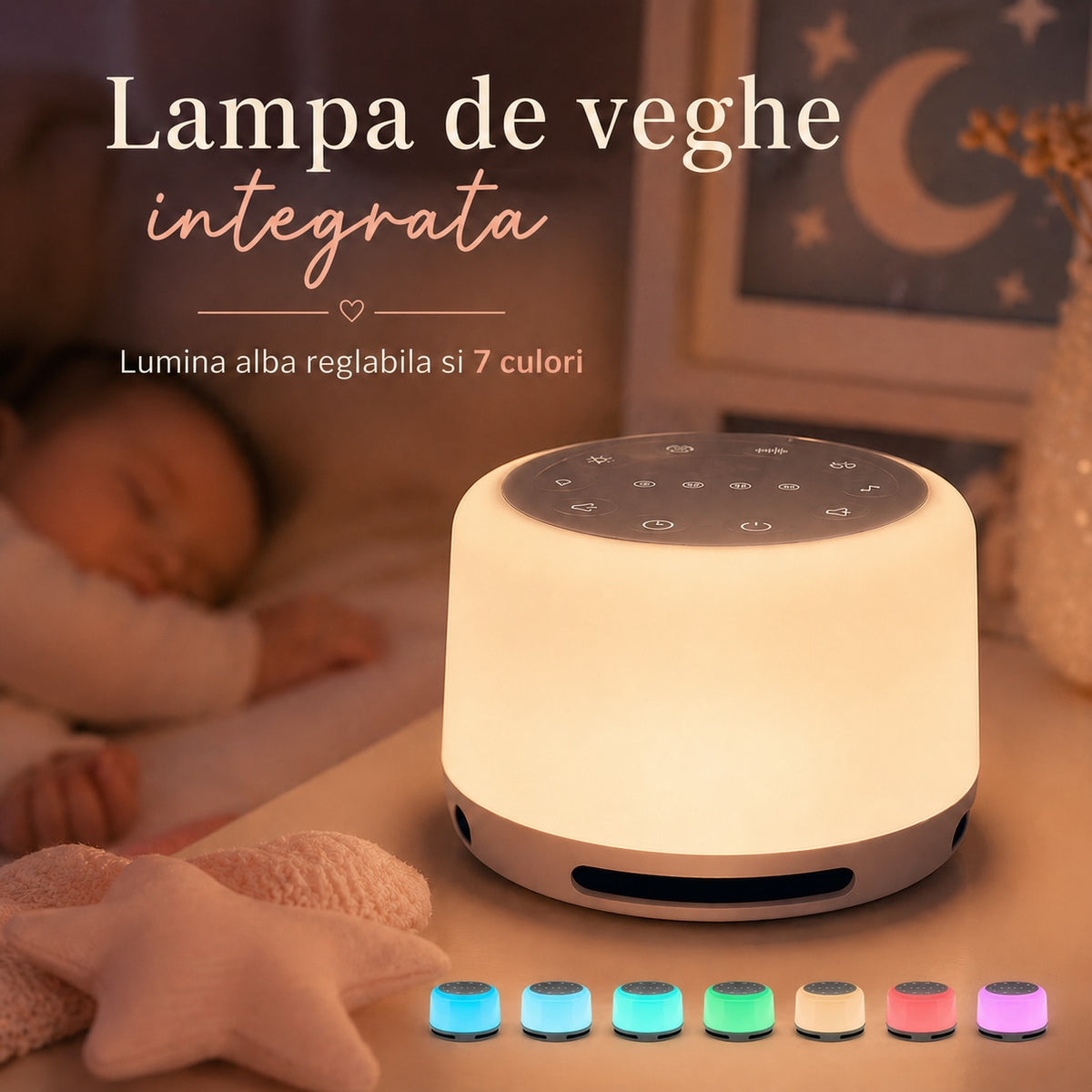 Dispozitiv sunet alb LittleDomi cu lampă de veghe — LD-318 galerie 2
