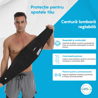 Centura Lombara LittleDomi, 10 Zone de Suport si Corector Postura, Compresie Dubla Reglabila, Neopren Perforat, pentru Dureri Lombare, Spondiloza, Hernie de Disc, Suport Spate pentru Coloana la Birou, Sala sau Stat Prolongat, Unisex, Marimea L, Negru — LD-481 galerie 2