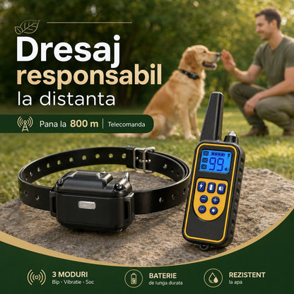 Zgarda Electrica pentru Dresaj Caini, LD-880,99 Nivele de Vibratii, Ghid Dresaj, Raza Actiune 800m, Reincarcabila, IP6x - Rezistenta la Apa si Praf, Electrozi Cauciucati, Protectie Piele, Power Saving, Circumferinta pana la 70 cm, Pretabil Vanatoare, Negr — LD-155 galerie 2