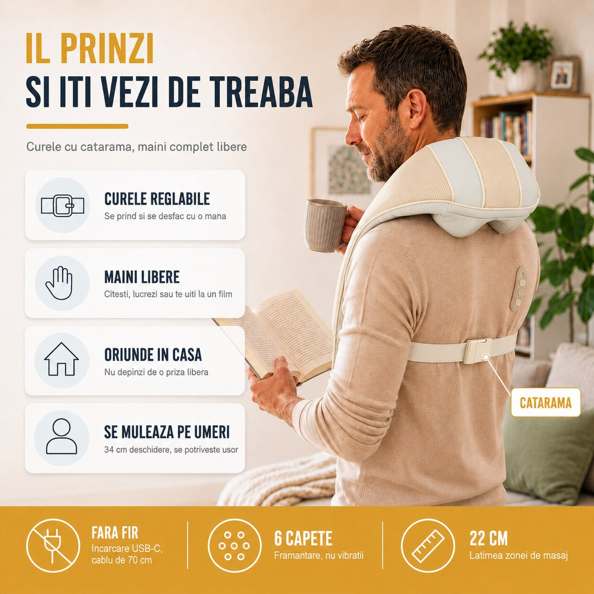 Aparat de masaj cervical LittleDomi, bej — LD-505 galerie 4