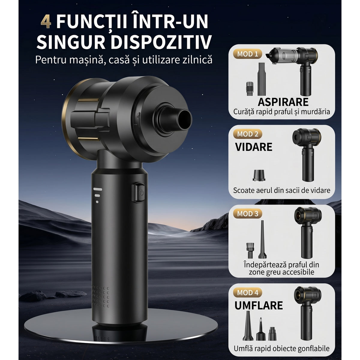 Aspirator auto LittleDomi fără fir, 4 în 1, cu geantă — LD-493 galerie 2
