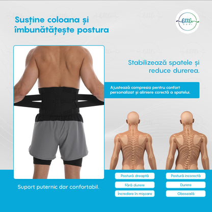 Centura Lombara LittleDomi, 10 Zone de Suport si Corector Postura, Neopren Perforat, Compresie Dubla Reglabila, pentru Dureri Lombare, Spondiloza, Hernie de Disc, Suport Spate pentru Coloana la Birou, Sala sau Stat Prolongat, Unisex, Marimea M, Negru — LD-480 galerie 3