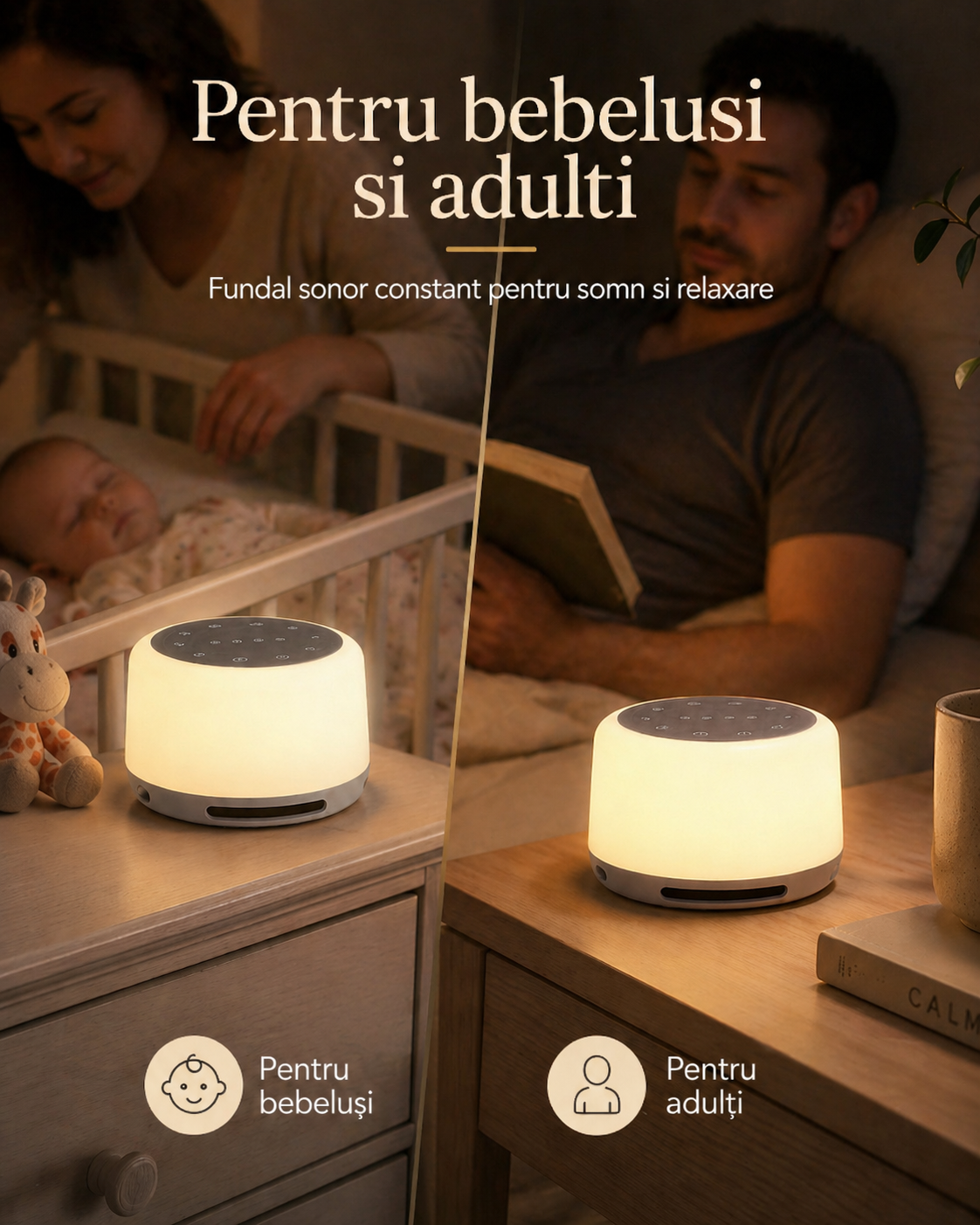Dispozitiv de sunet alb LittleDomi pentru camera copilului si dormitor