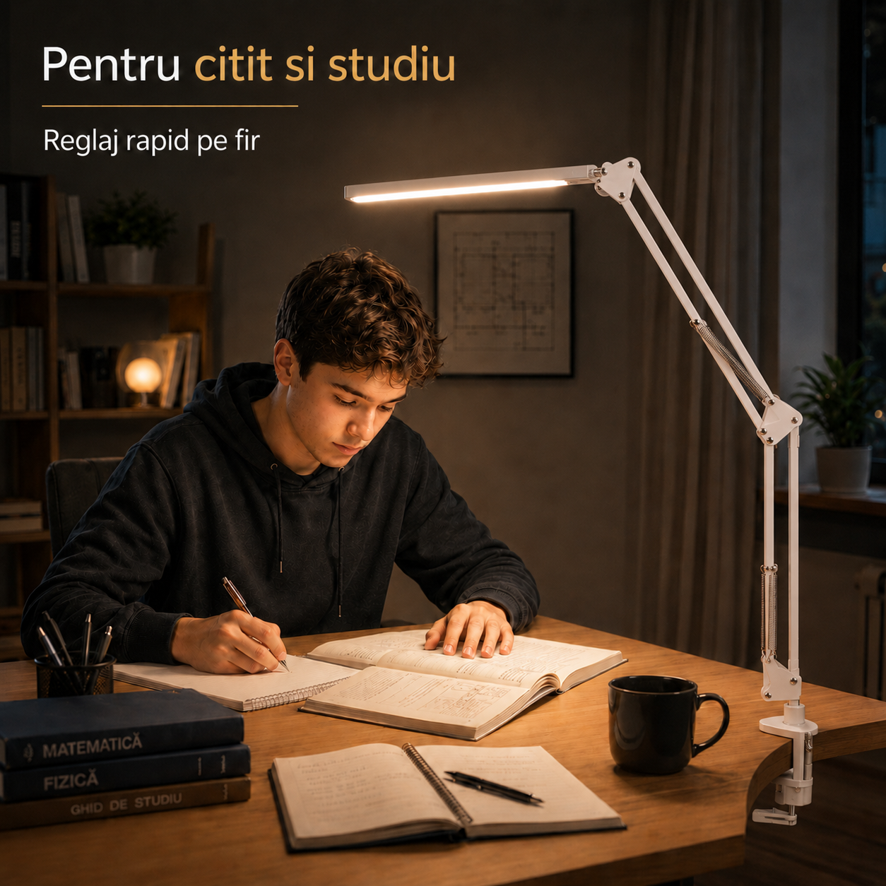 Lampa de birou LED cu functie memorie si control pe fir