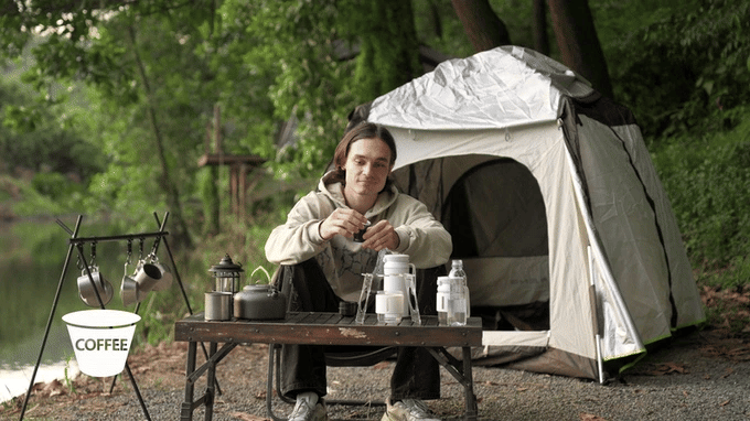 Animatie utilizare camping espressor portabil LittleDomi fara priza