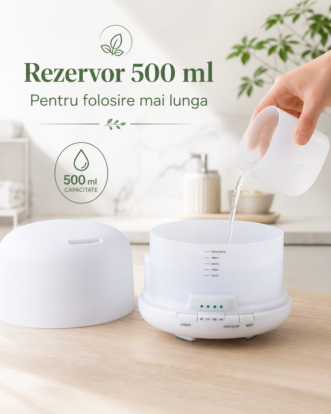 Rezervor 500 ml pentru difuzor aromaterapie alb