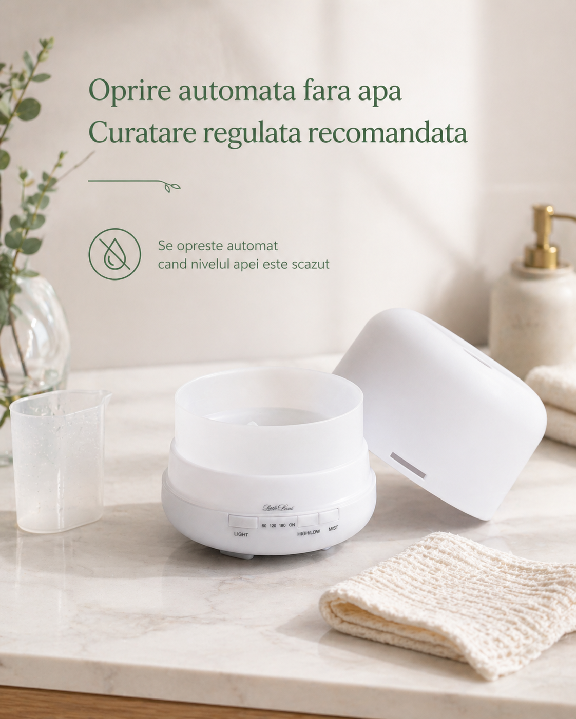 Intretinere difuzor aromaterapie alb cu rezervor 500 ml