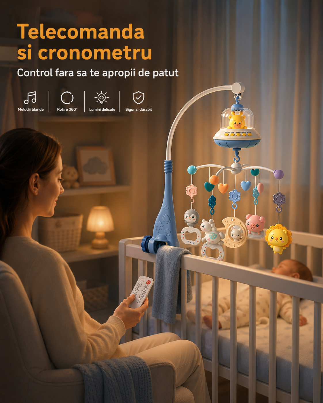 Telecomanda pentru carusel muzical cu cronometru si volum ajustabil