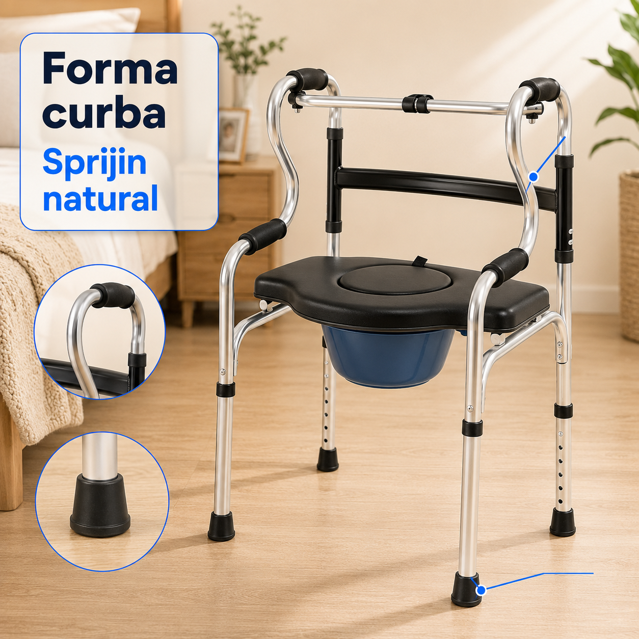 Cadru de mers forma curba pentru sprijin natural