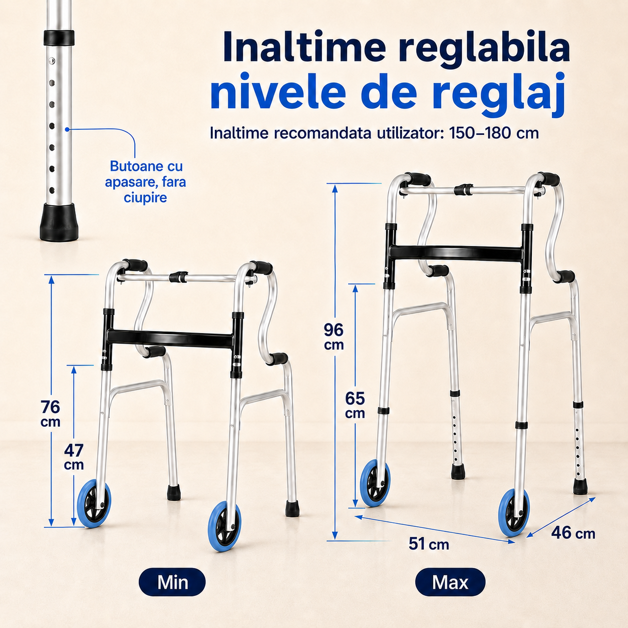 Cadru de mers reglare inaltime